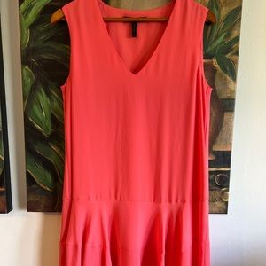 BCBG Coral Reef Clea Dress Shift Flapper Lined Flounce SMALL S MINT CONDITION